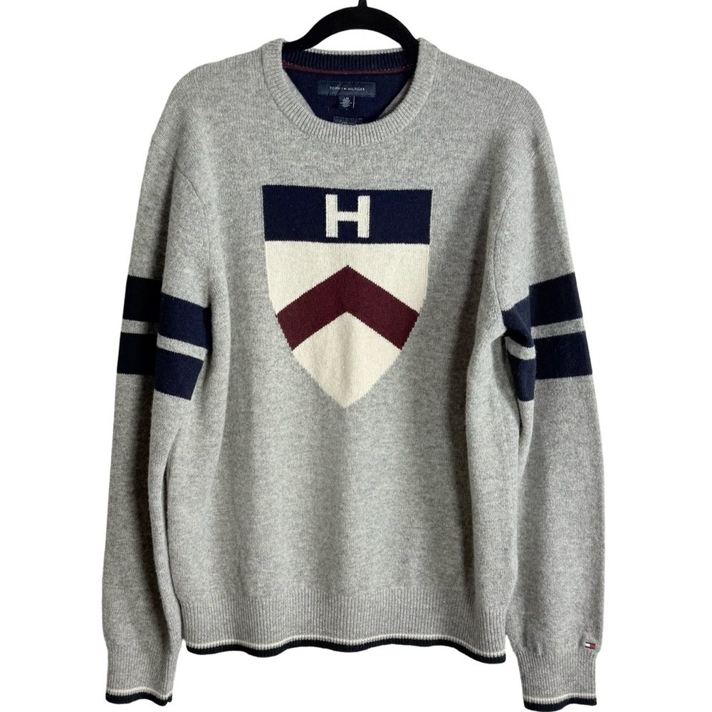 Tommy Hilfiger Crewneck Gray Lambswool Sweater Large